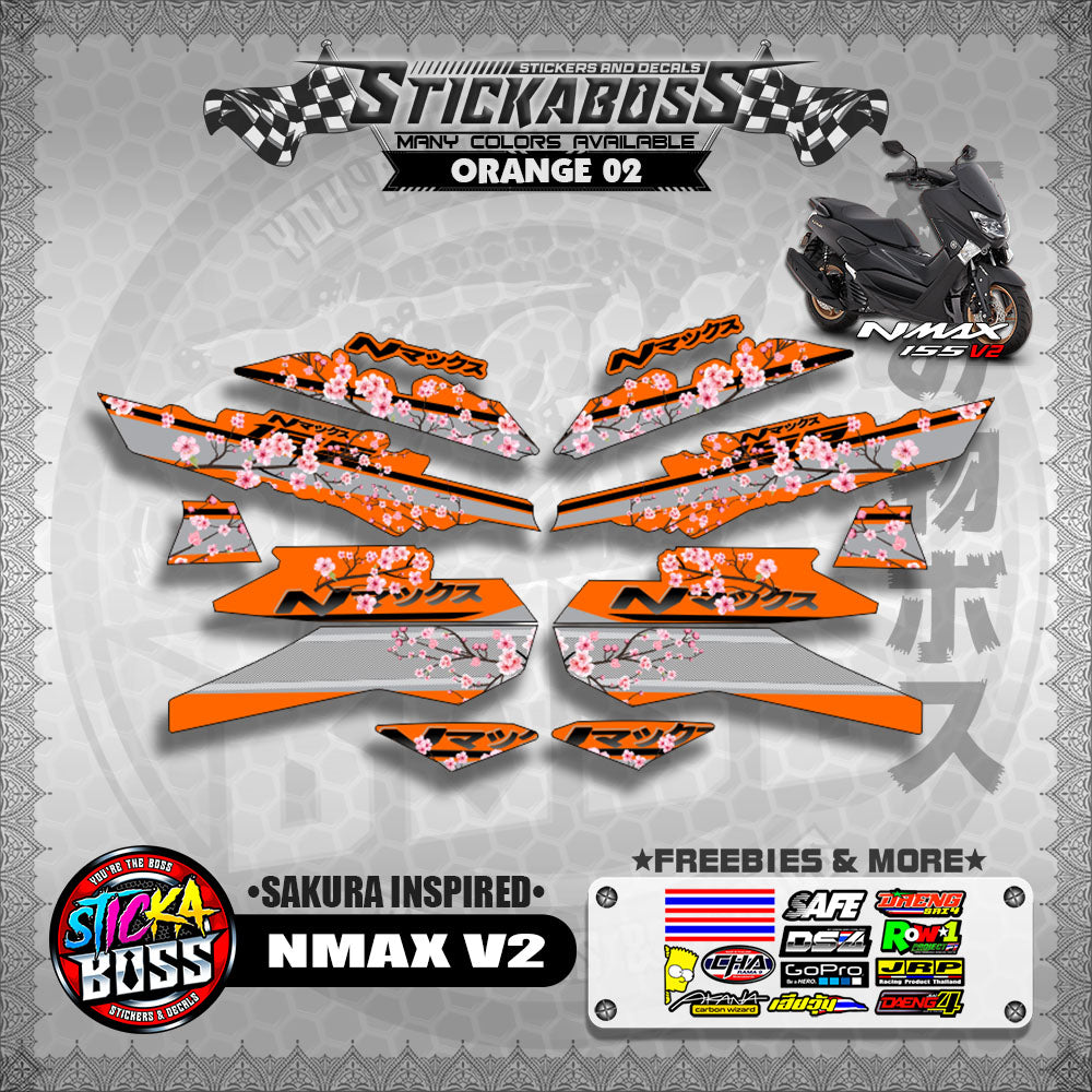NMAX V2 STICKER DECALS ( SAKURA INSPIRED )【WITH FREEBIES】