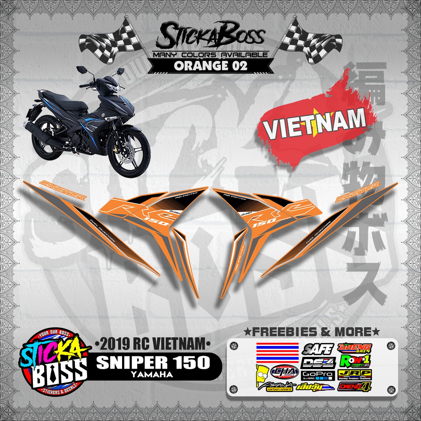 SNIPER 150 STOCK DECALS ( 2019 RC VIETNAM )【WITH FREEBIES】