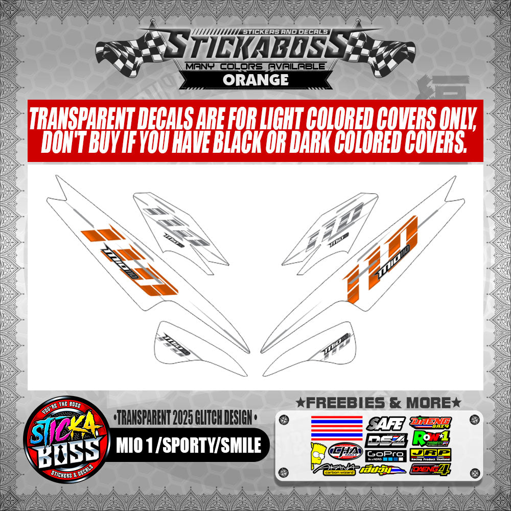 MIO 1/SPORTY/SMILE STICKER DECALS ( TRANSPARENT 2025 GLITCH DESIGN )【WITH FREEBIES】