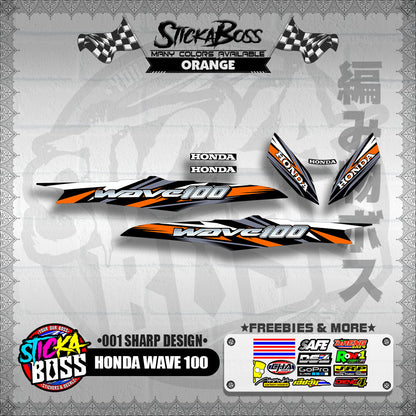 HONDA WAVE 100 DECALS ( 001 SHARP DESIGN )【WITH FREEBIES】