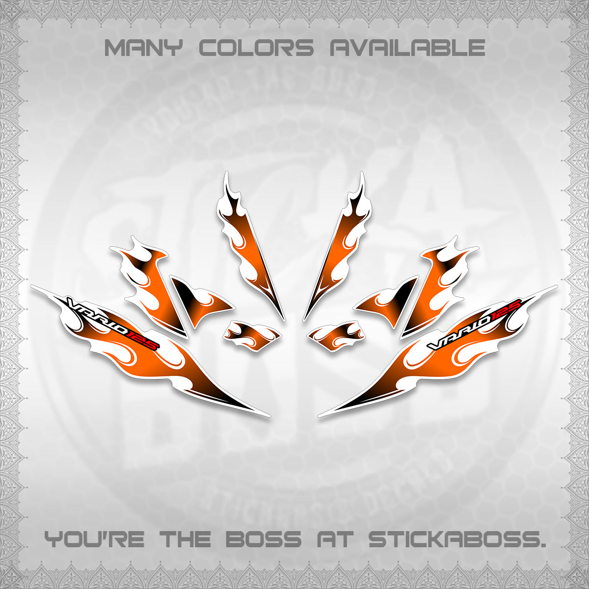CLICK 125 V4 FOR WHITE VARIO DECALS (2026 MOTIF FLAME 1 TONE)STICKER DECALS By STICKABOSS