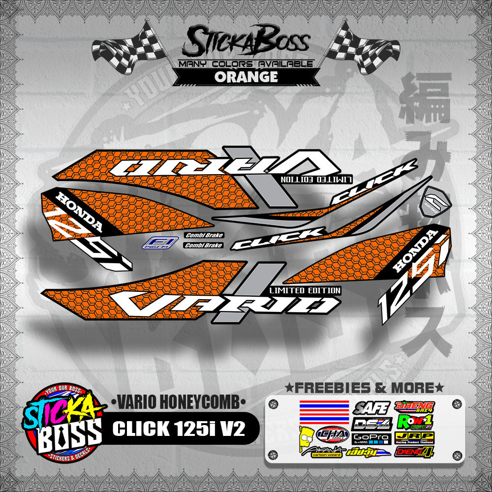 CLICK 125i V2 DECALS ( VARIO HONEYCOMB )【WITH FREEBIES】