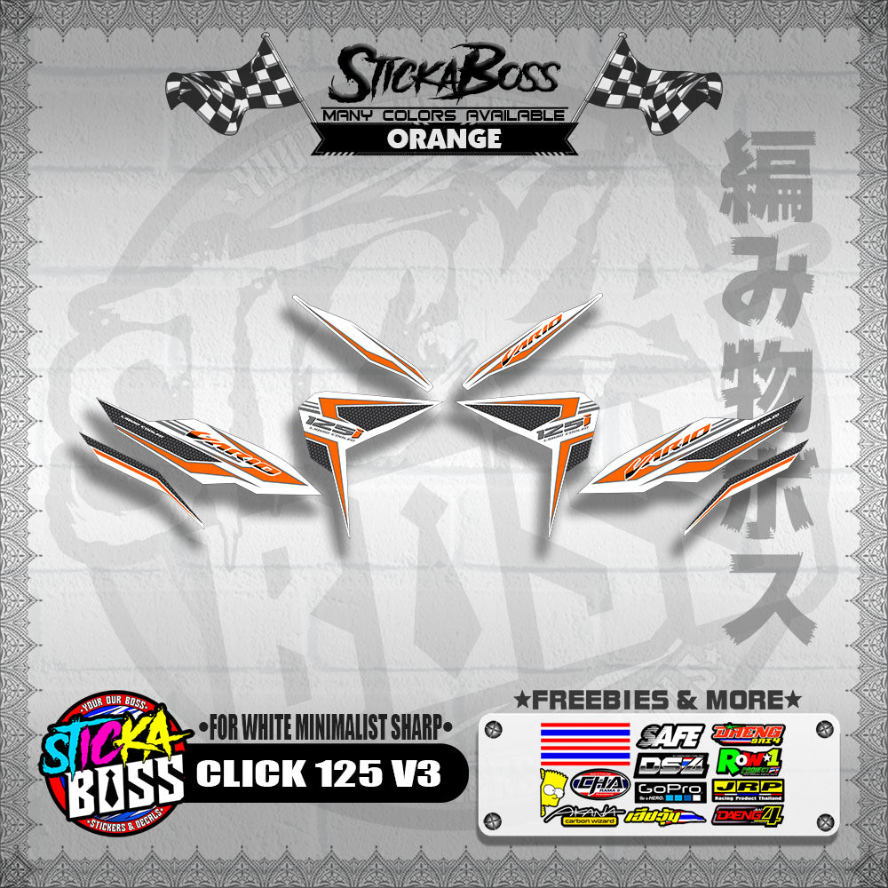 CLICK 125 V3 DECALS ( FOR WHITE MINIMALIST SHARP )【WITH FREEBIES】