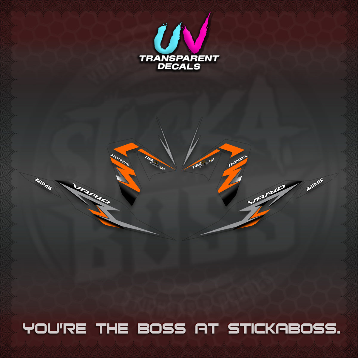 CLICK 125 V4 VARIO UV TRANSPARENT DECALS (2026 VR0006 DESIGN) STICKER KITS BY STICKABOSS