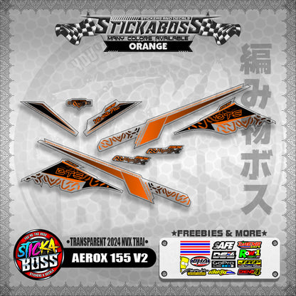 TRANSPARENT AEROX 155 V2 STICKER DECALS ( TRANSPARENT 2024 NVX THAI )【WITH FREEBIES】