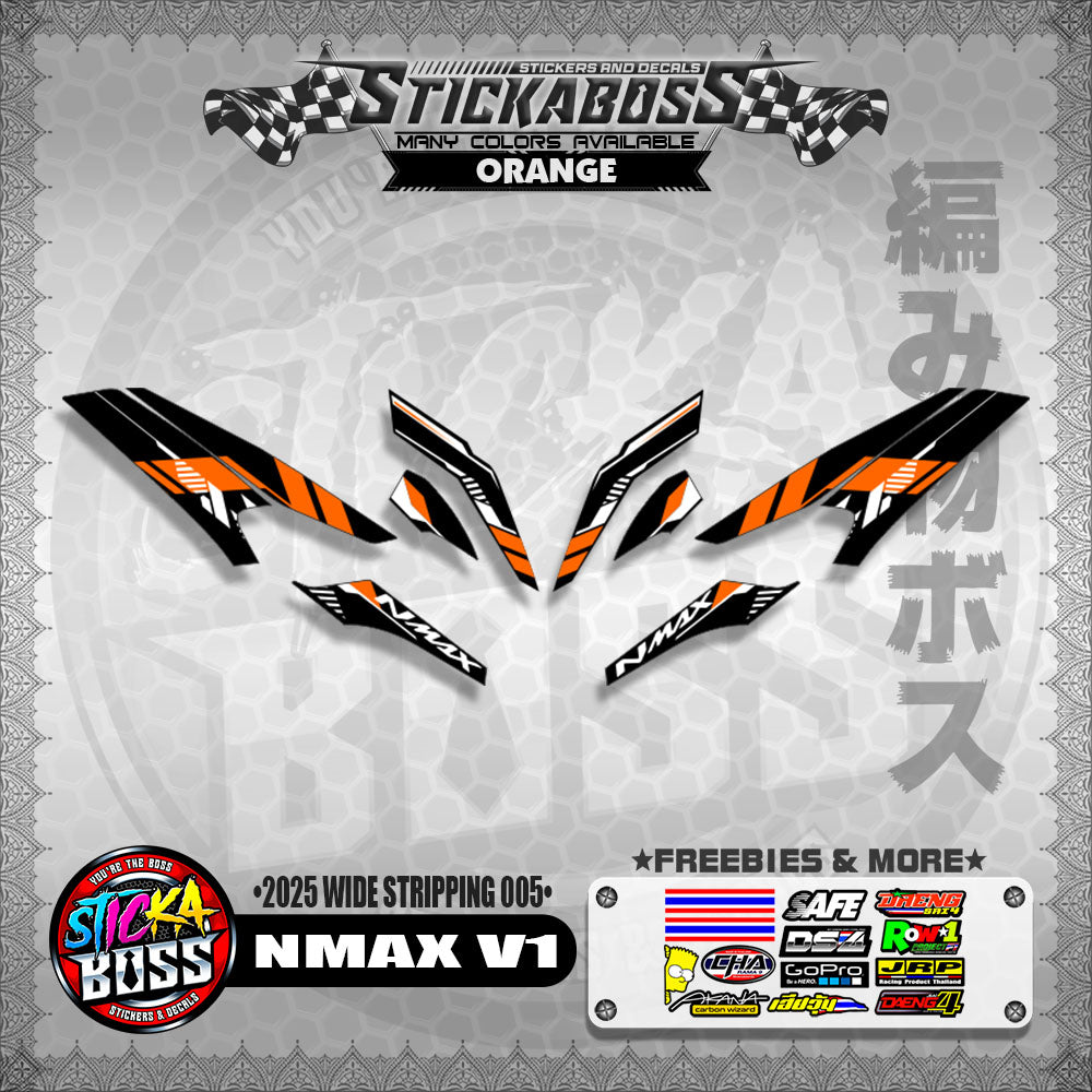 NMAX V1 INDO STICKER DECALS ( 2025 WIDE STRIPPING 005 )【WITH FREEBIES】