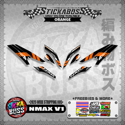 NMAX V1 INDO STICKER DECALS ( 2025 WIDE STRIPPING 005 )【WITH FREEBIES】