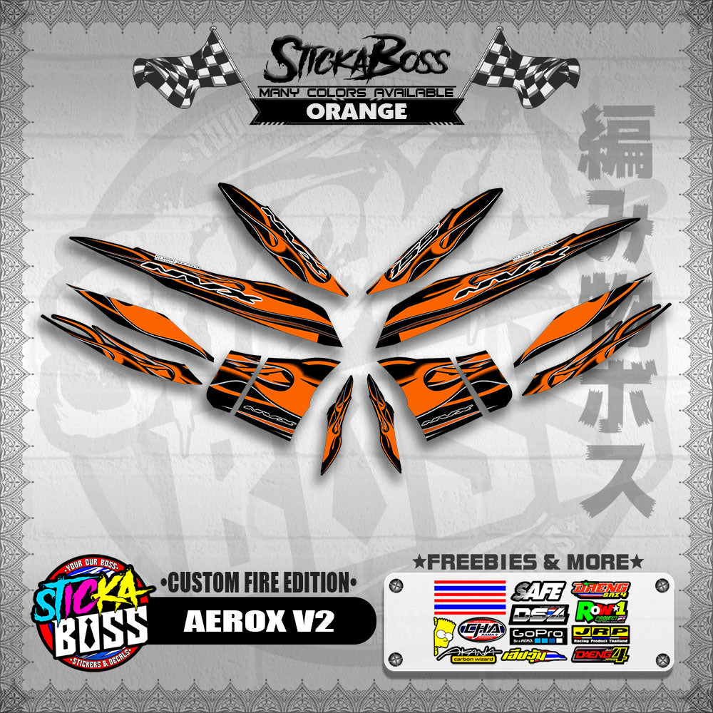 AEROX V2 DECALS ( CUSTOM FIRE EDITION )【WITH FREEBIES】