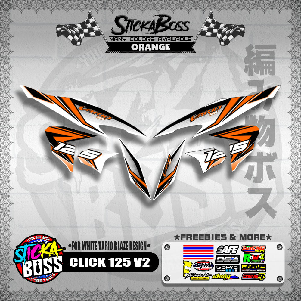 CLICK 125 V2 DECALS ( FOR WHITE VARIO BLAZE DESIGN )【WITH FREEBIES】