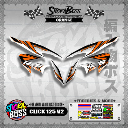 CLICK 125 V2 DECALS ( FOR WHITE VARIO BLAZE DESIGN )【WITH FREEBIES】