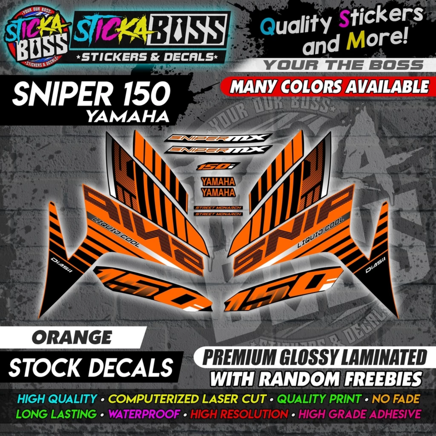 YAMAHA SNIPER 150 Stock Decals [ASSORTED COLORS] Sticker【PREMIUM GLOSSY LAMINATED】