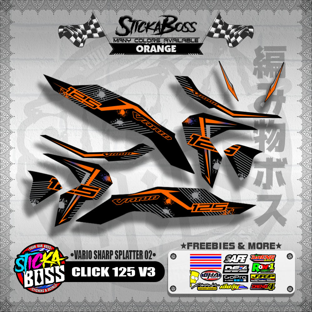 CLICK 125 V3 DECALS ( VARIO SHARP SPLATTER 02 )【WITH FREEBIES】