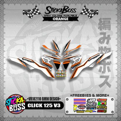 CLICK 125 V3 DECALS ( VR182110 BMW DESIGN )【WITH FREEBIES】