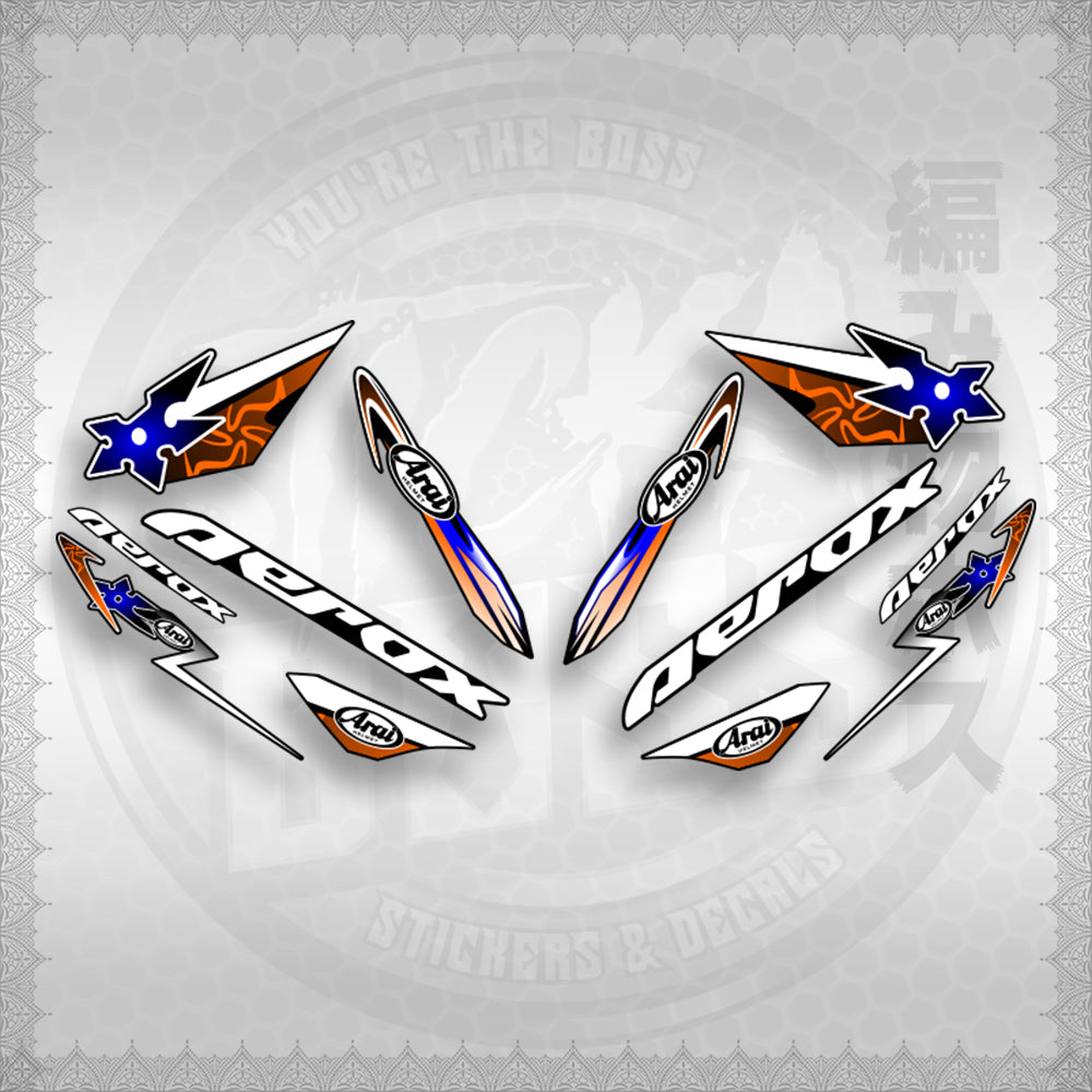 AEROX 155 V1 CUSTOM DESIGN ( ARAI NINJA BLADES ) STICKER DECALS By STICKABOSS