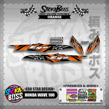 HONDA WAVE 100 DECALS ( EGO STAR DESIGN )【WITH FREEBIES】