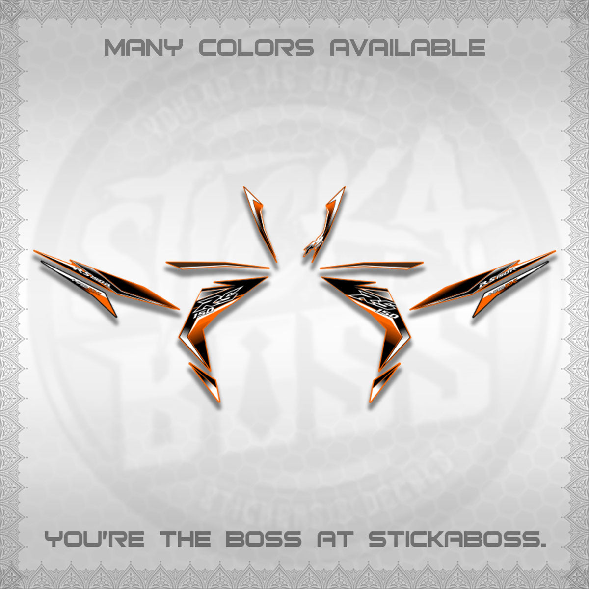 WINNER 150 V1 DECALS (GTR 150 RS PATTERN)STICKER DECALS By STICKABOSS