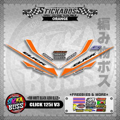CLICK 125i V3 STICKER DECALS ( FOR WHITE BLACK AERO BLAZE )【WITH FREEBIES】