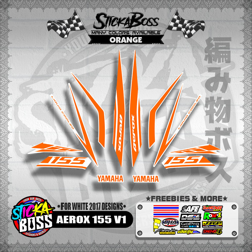AEROX 155 V1 STOCK DECALS ( FOR WHITE 2017 DESIGNS ) 【WITH FREEBIES】