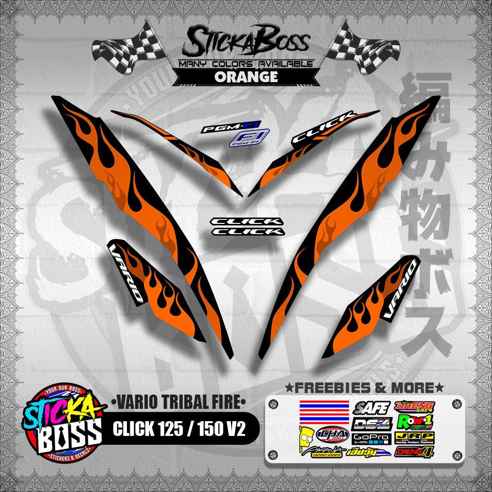 CLICK 125 / 150 V2 DECALS ( VARIO TRIBAL FIRE )【WITH FREEBIES】