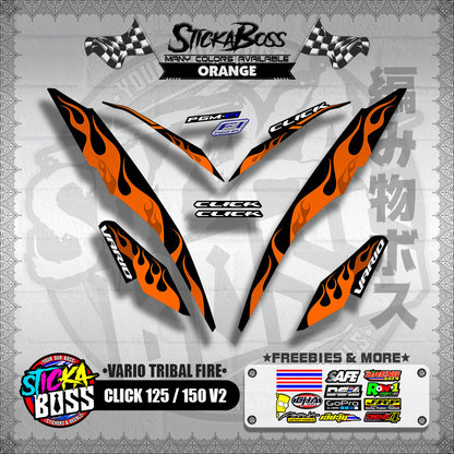 CLICK 125 / 150 V2 DECALS ( VARIO TRIBAL FIRE )【WITH FREEBIES】