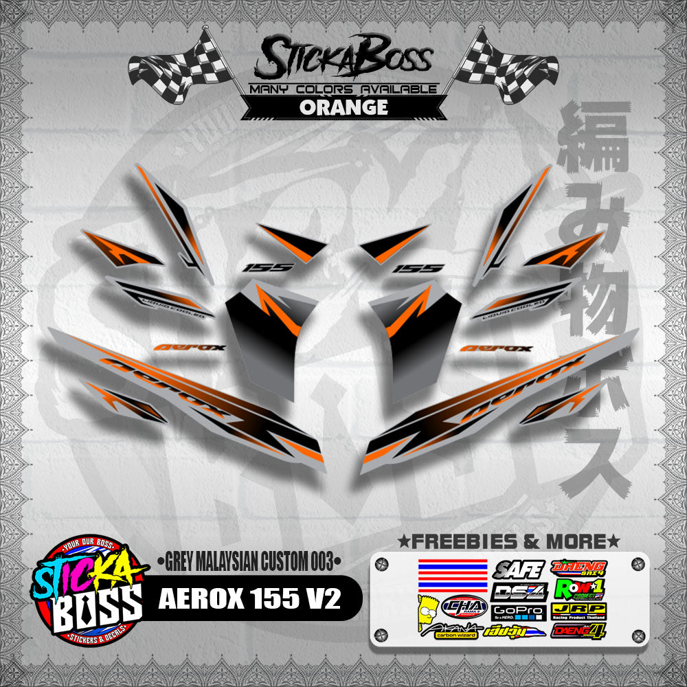 AEROX 155 V2 DECALS ( GREY MALAYSIAN CUSTOM 003 )【WITH FREEBIES】