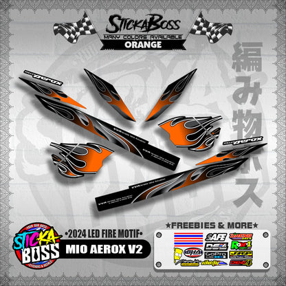 MIO AEROX V2 DECALS ( 2024 LED FIRE MOTIF )【WITH FREEBIES】