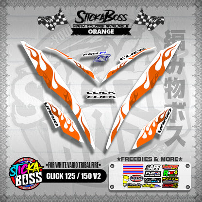 CLICK 125 / 150 V2 DECALS ( FOR WHITE VARIO TRIBAL FIRE )【WITH FREEBIES】