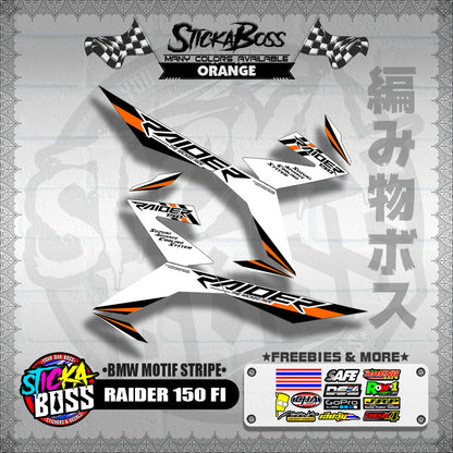 RAIDER 150 FI DECALS ( BMW MOTIF STRIPES )[ PREMIUM GLOSSY LAMINATED ]【WITH FREEBIES】