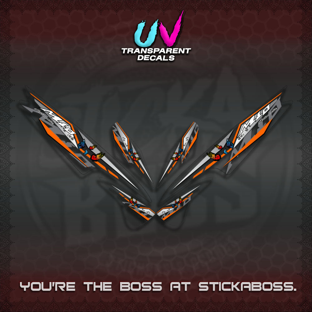 【PREMIUM UV PRINT】TRANSPARENT  MIO SPORTY/SMILE DECALS (BUTERFLY V6 DESIGN)By STICKABOSS