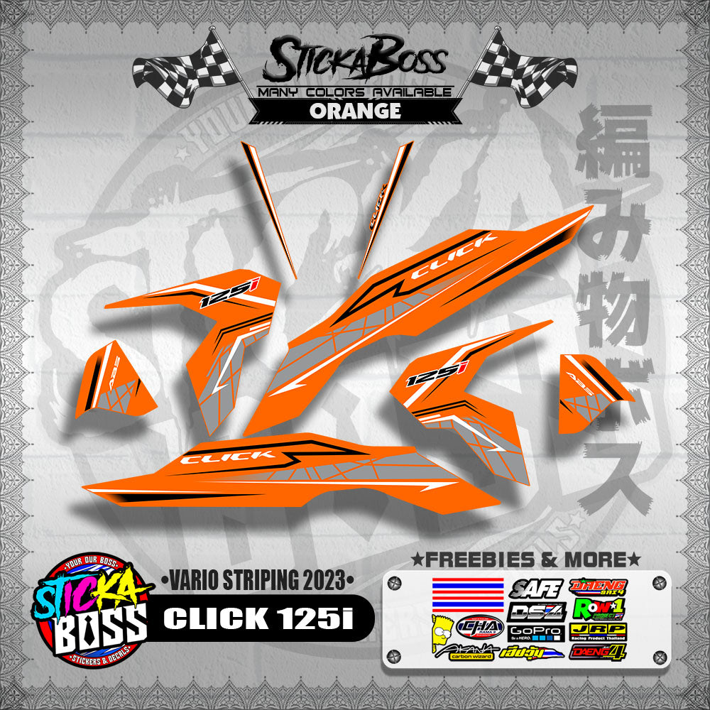 CLICK 125i V3 STOCK DECALS ( VARIO STRIPING 2023 )【WITH FREEBIES】