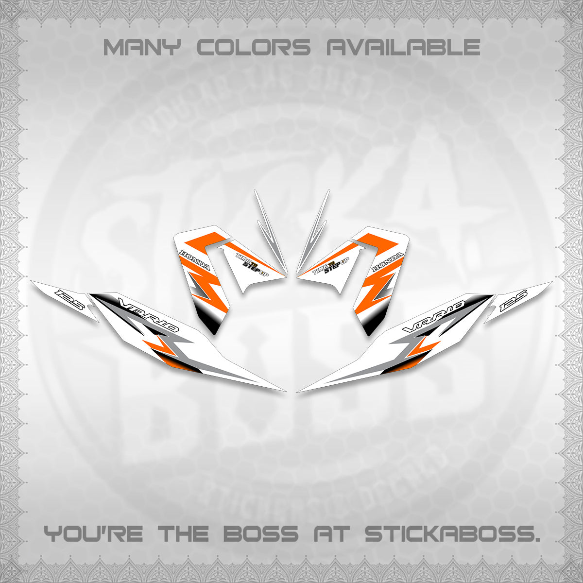 CLICK 125 V4 VARIO FOR WHITE DECALS (2026 VR0006 DESIGN) STICKER KITS BY STICKABOSS