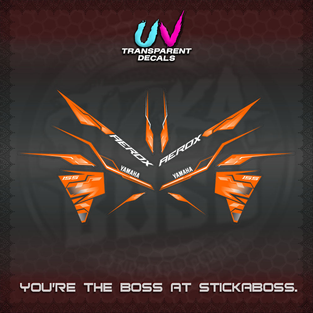 【PREMIUM UV PRINT】TRANSPARENT AEROX  V3 INDO DECALS(ALPHA TURBO 0001)STICKER DECALS By STICKABOSS