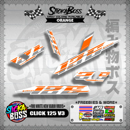 CLICK 125 V3 DECALS ( FOR WHITE NEW VARIO VRD15 ) [ PREMIUM GLOSSY LAMINATED ]【WITH FREEBIES】