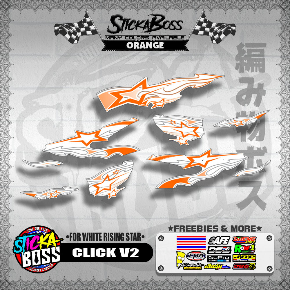 CLICK V2 DECALS ( FOR WHITE RISING STAR ) [ PREMIUM GLOSSY LAMINATED ]【WITH FREEBIES】