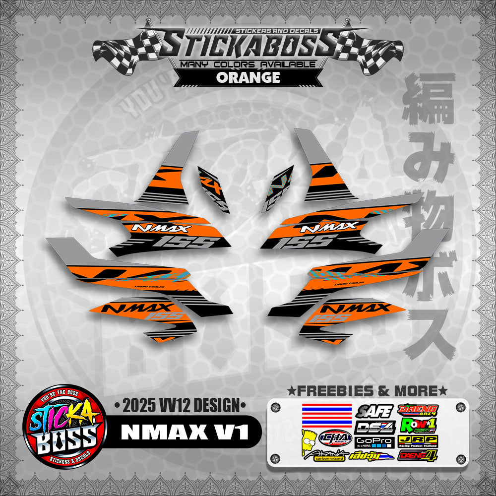 NMAX V1 MALAYSIAN STICKER DECALS ( 2025 VV12 DESIGN )【WITH FREEBIES】