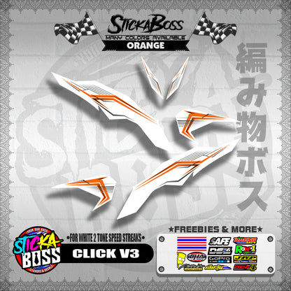 CLICK V3 DECALS ( FOR WHITE 2 TONE SPEED STREAKS )【WITH FREEBIES】
