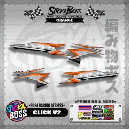 CLICK V2 DECALS ( 2024 RACING STRIPES ) [ PREMIUM GLOSSY LAMINATED ]【WITH FREEBIES】