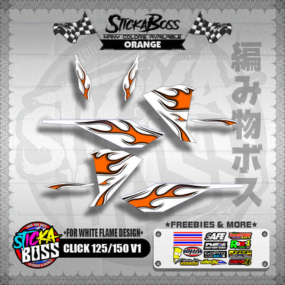 CLICK 125 / 150 V1 DECALS ( FOR WHITE FLAME DESIGN )【WITH FREEBIES】