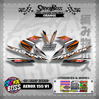 AEROX 155 V1 DECALS ( 001 SHARP DESIGN )【WITH FREEBIES】