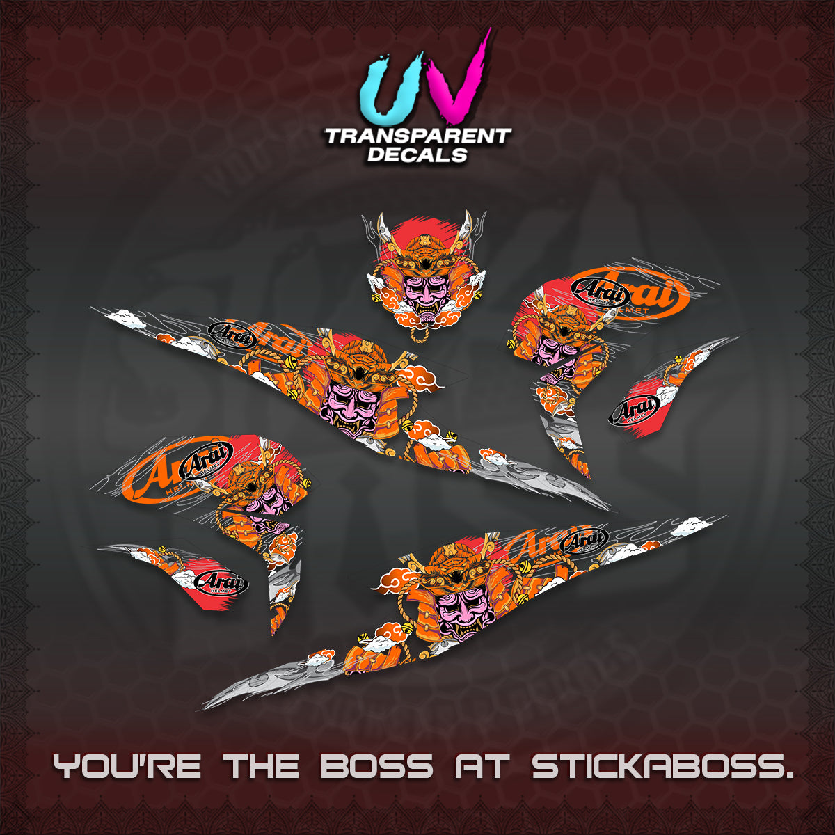 BEAT FI INDO UV TRANSPARENT DECALS (2026 NEW SAMURAI MOTIF) STICKER KITS BY STICKABOSS