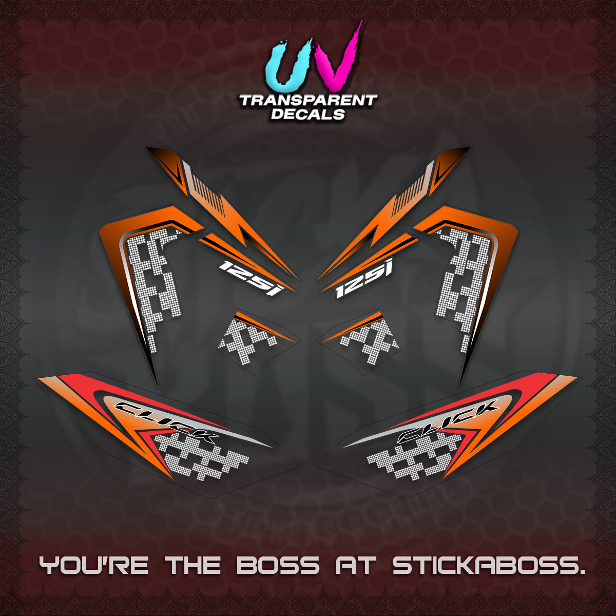 CLICK 125 V4 VIETNAM UV TRANSPARENT DECALS (2026 TERBARU MOTIF DESIGN) STICKER KITS BY STICKABOSS
