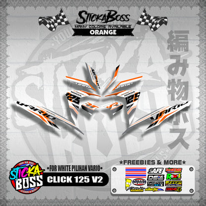 CLICK 125 V2 MALAYSIAN DECALS ( FOR WHITE PILIHAN VARIO )【WITH FREEBIES】
