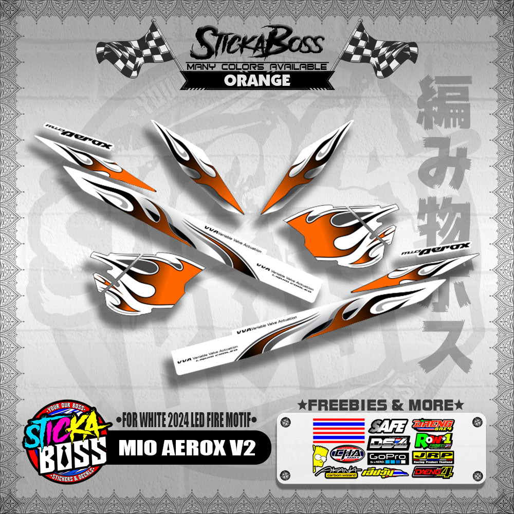 MIO AEROX V2 DECALS ( FOR WHITE 2024 LED FIRE MOTIF )【WITH FREEBIES】
