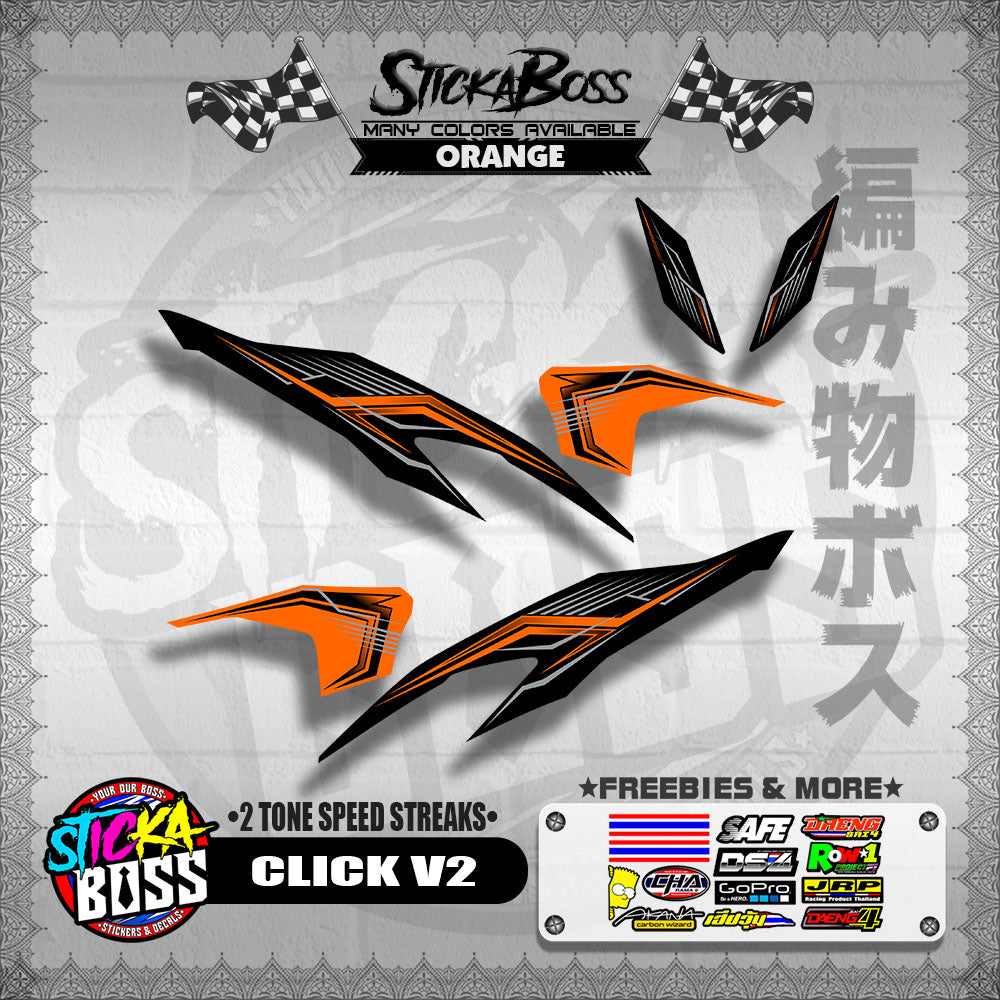 CLICK V2 DECALS ( 2 TONE SPEED STREAKS )【WITH FREEBIES】