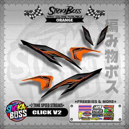 CLICK V2 DECALS ( 2 TONE SPEED STREAKS )【WITH FREEBIES】