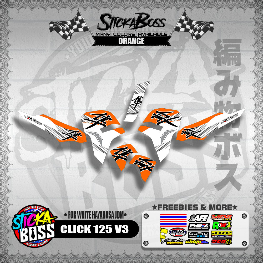 CLICK 125 V3 DECALS ( FOR WHITE HAYABUSA JDM )【WITH FREEBIES】