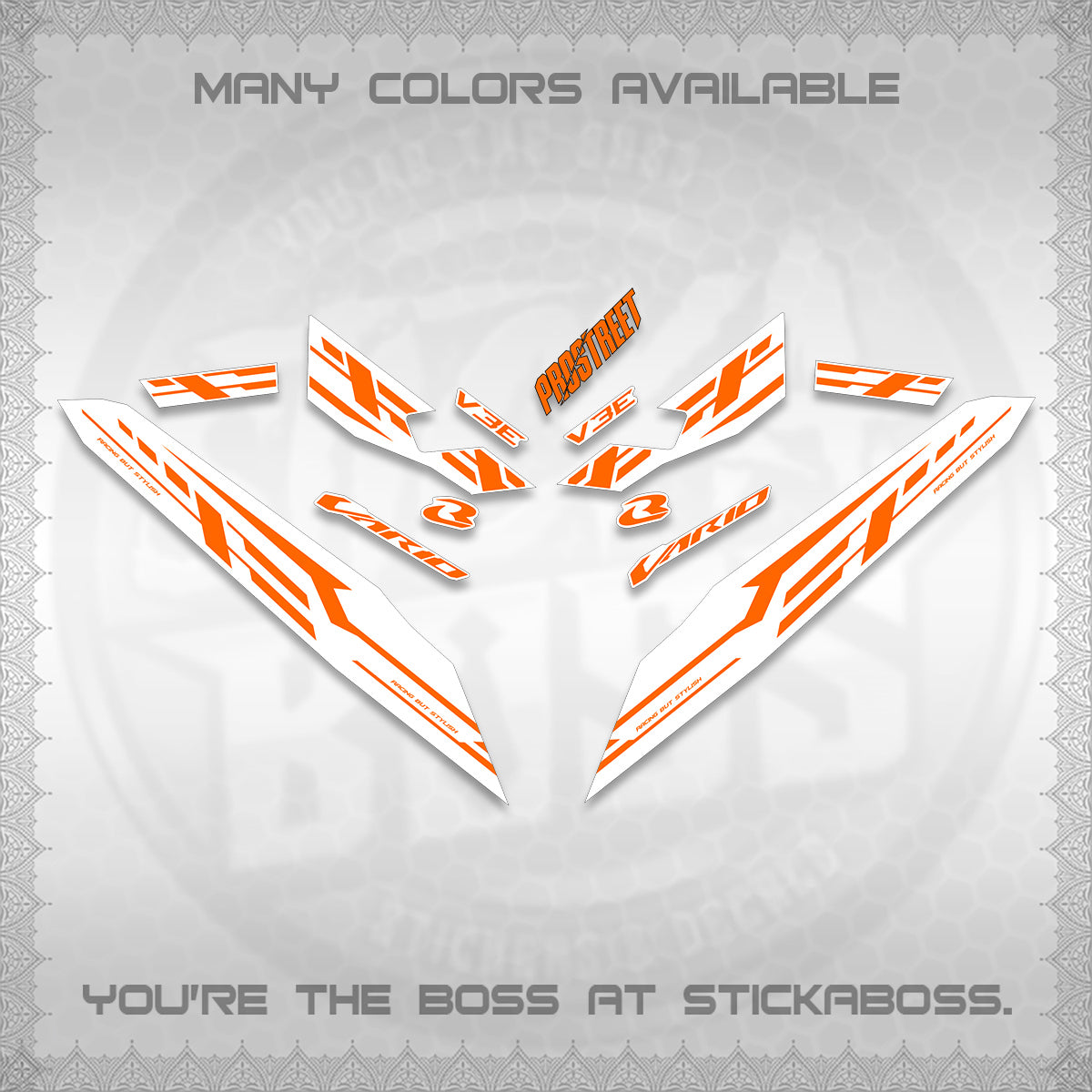 CLICK V3 FOR WHITE VARIO DECALS (2026 V3E 001 DESIGN)STICKER DECALS By STICKABOSS