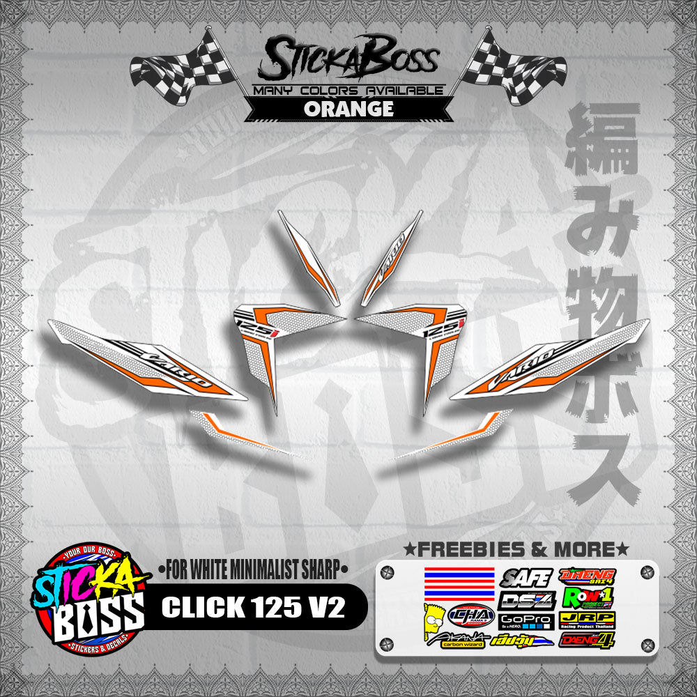 CLICK 125 V2 DECALS ( FOR WHITE MINIMALIST SHARP )【WITH FREEBIES】