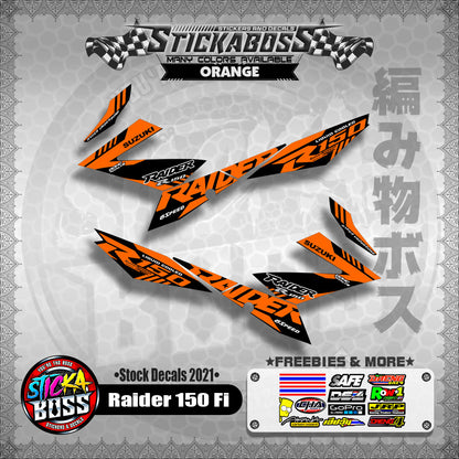 Suzuki Raider 150 Fi Stock Decals 2021 (ORANGE)【PREMIUM GLOSSY LAMINATED】