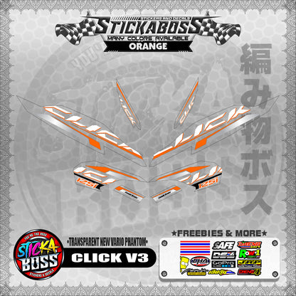 【PREMIUM UV PRINT】TRANSPARENT CLICK 125 V3 STICKER DECALS ( NEW VARIO PHANTOM )【WITH FREEBIES】